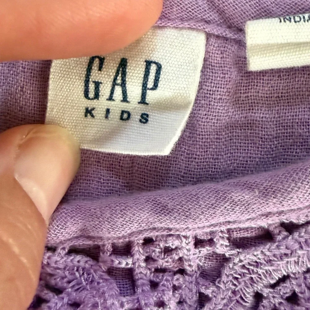 Gap Kids Girls Purple Gauze Ruffle Crochet Top and Striped Shorts Set Size 8-10
